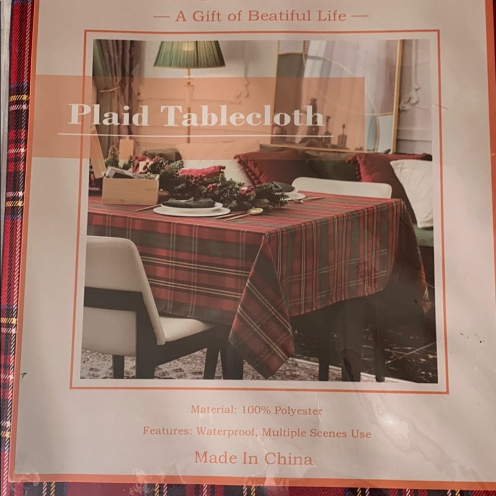 Plaid tablecloth new never used